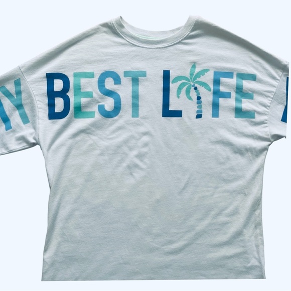 MarleyLilly casual white graphic top shirt XS long sleeve 
round neck logo - Picture 6 of 16